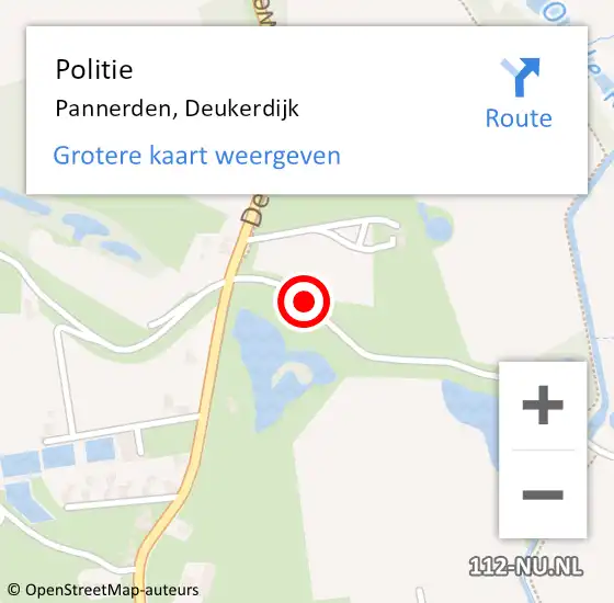 Locatie op kaart van de 112 melding: Politie Pannerden, Deukerdijk op 13 juni 2019 00:18