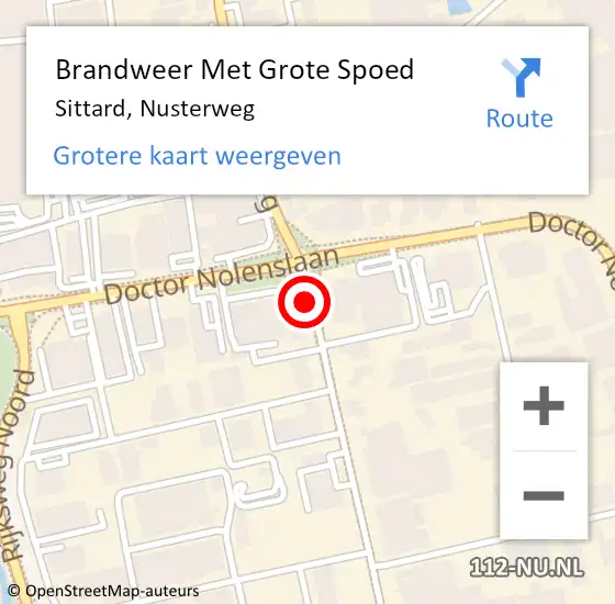 Locatie op kaart van de 112 melding: Brandweer Met Grote Spoed Naar Sittard, Nusterweg op 13 juni 2019 01:14