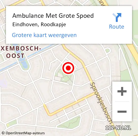 Locatie op kaart van de 112 melding: Ambulance Met Grote Spoed Naar Eindhoven, Roodkapje op 13 juni 2019 01:24