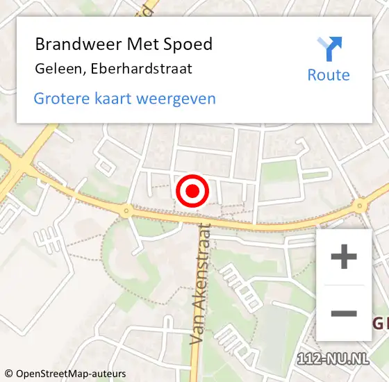 Locatie op kaart van de 112 melding: Brandweer Met Spoed Naar Geleen, Eberhardstraat op 13 juni 2019 01:42