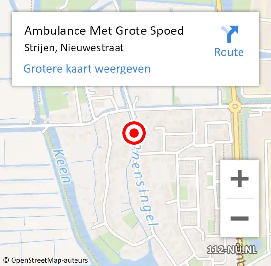 Locatie op kaart van de 112 melding: Ambulance Met Grote Spoed Naar Strijen, Nieuwestraat op 13 juni 2019 02:57