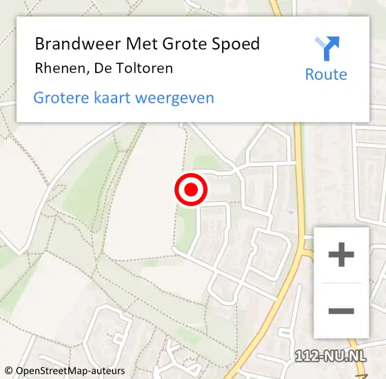 Locatie op kaart van de 112 melding: Brandweer Met Grote Spoed Naar Rhenen, De Toltoren op 13 juni 2019 06:39