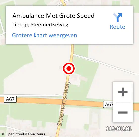 Locatie op kaart van de 112 melding: Ambulance Met Grote Spoed Naar Lierop, Steemertseweg op 13 juni 2019 07:53