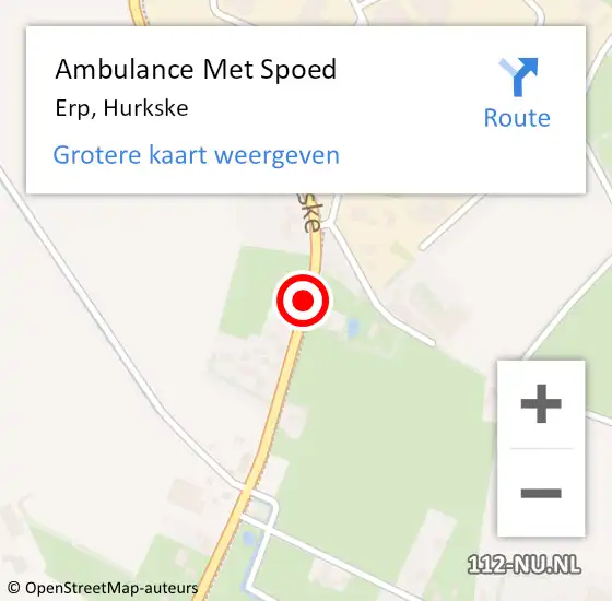 Locatie op kaart van de 112 melding: Ambulance Met Spoed Naar Erp, Hurkske op 13 juni 2019 08:12