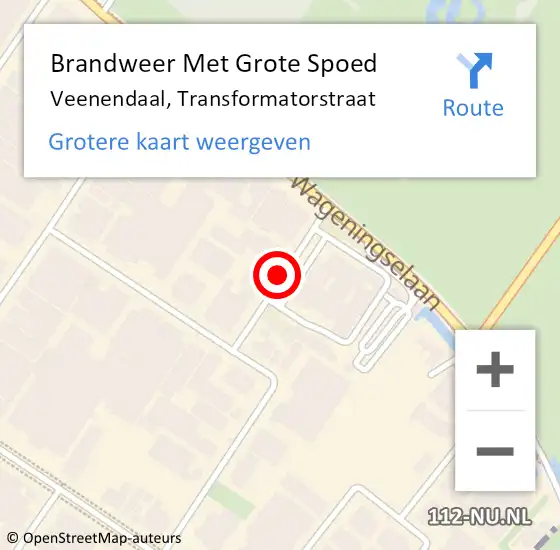 Locatie op kaart van de 112 melding: Brandweer Met Grote Spoed Naar Veenendaal, Transformatorstraat op 13 juni 2019 08:18