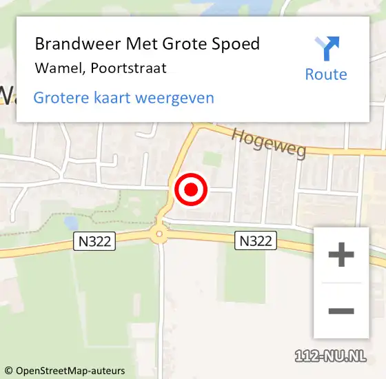 Locatie op kaart van de 112 melding: Brandweer Met Grote Spoed Naar Wamel, Poortstraat op 13 juni 2019 08:25