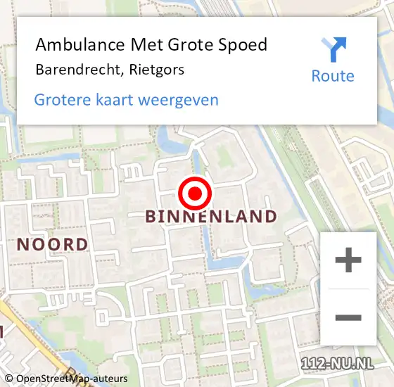 Locatie op kaart van de 112 melding: Ambulance Met Grote Spoed Naar Barendrecht, Zwaluw op 13 juni 2019 09:12