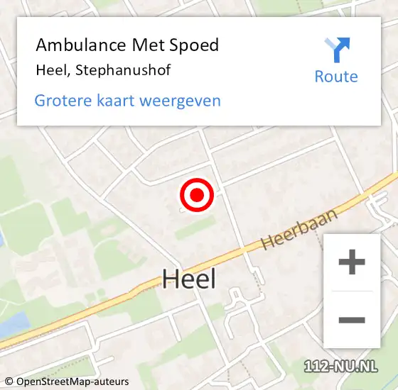Locatie op kaart van de 112 melding: Ambulance Met Spoed Naar Heel, Stephanushof op 13 juni 2019 09:27