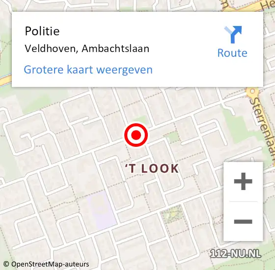 Locatie op kaart van de 112 melding: Politie Veldhoven, Ambachtslaan op 13 juni 2019 09:44