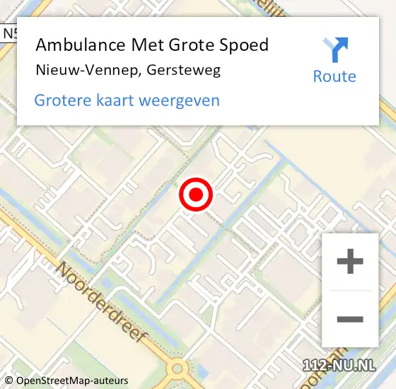 Locatie op kaart van de 112 melding: Ambulance Met Grote Spoed Naar Nieuw-Vennep, Gersteweg op 13 juni 2019 09:58