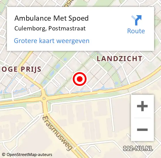 Locatie op kaart van de 112 melding: Ambulance Met Spoed Naar Culemborg, Postmastraat op 13 juni 2019 10:56