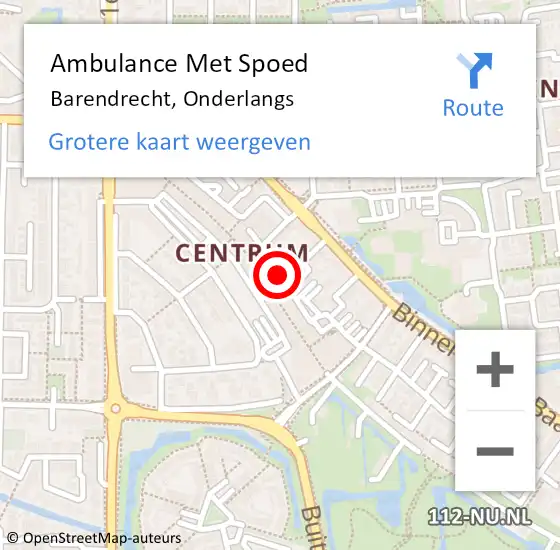 Locatie op kaart van de 112 melding: Ambulance Met Spoed Naar Barendrecht, Onderlangs op 13 juni 2019 11:02