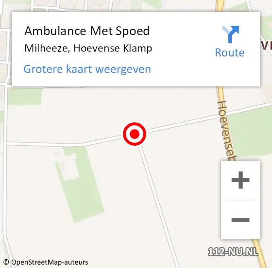 Locatie op kaart van de 112 melding: Ambulance Met Spoed Naar Milheeze, Hoevense Klamp op 13 juni 2019 11:21