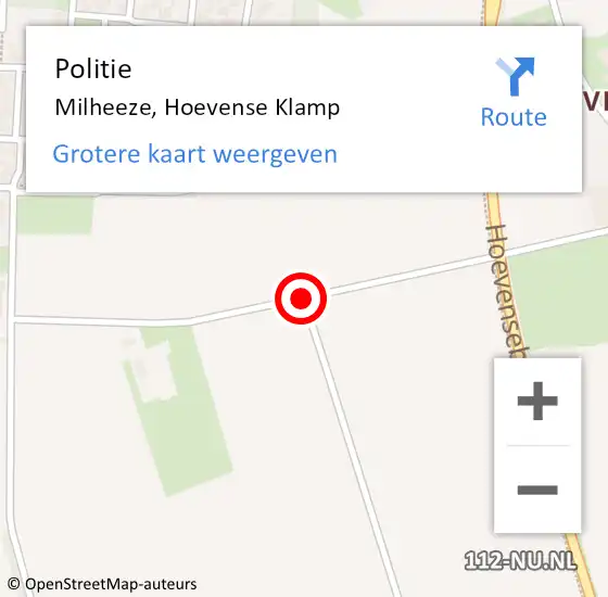 Locatie op kaart van de 112 melding: Politie Milheeze, Hoevense Klamp op 13 juni 2019 11:25