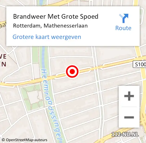 Locatie op kaart van de 112 melding: Brandweer Met Grote Spoed Naar Rotterdam, Mathenesserlaan op 13 juni 2019 11:55