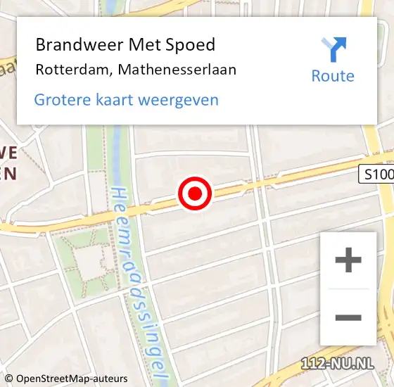 Locatie op kaart van de 112 melding: Brandweer Met Spoed Naar Rotterdam, Mathenesserlaan op 13 juni 2019 12:16