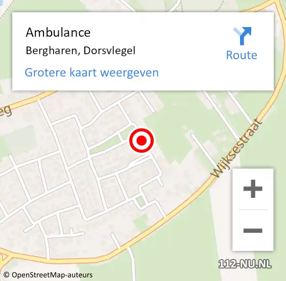 Locatie op kaart van de 112 melding: Ambulance Bergharen, Dorsvlegel op 13 juni 2019 12:31