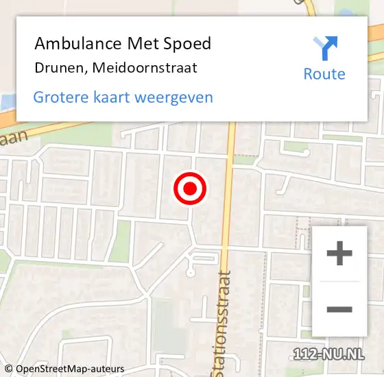 Locatie op kaart van de 112 melding: Ambulance Met Spoed Naar Drunen, Meidoornstraat op 13 juni 2019 12:36
