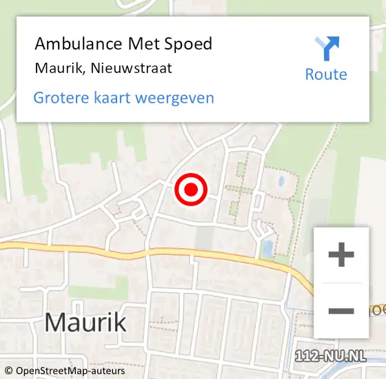 Locatie op kaart van de 112 melding: Ambulance Met Spoed Naar Maurik, Nieuwstraat op 13 juni 2019 12:39