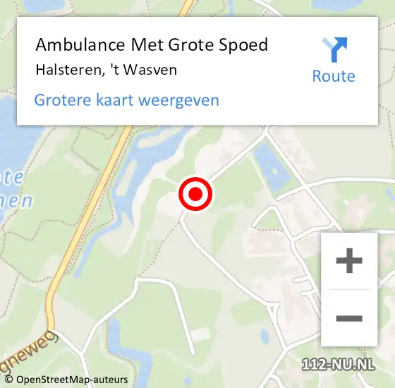 Locatie op kaart van de 112 melding: Ambulance Met Grote Spoed Naar Halsteren, 't Wasven op 13 juni 2019 13:16