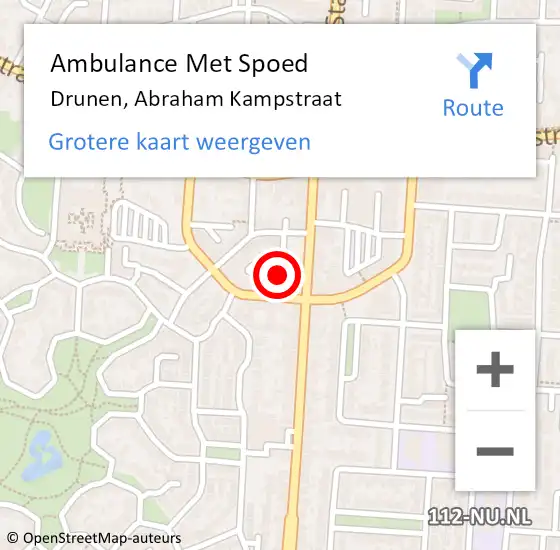 Locatie op kaart van de 112 melding: Ambulance Met Spoed Naar Drunen, Abraham Kampstraat op 13 juni 2019 13:30