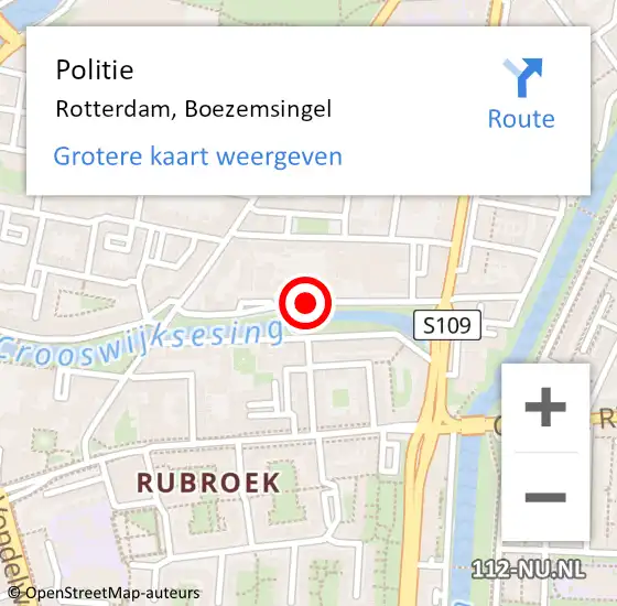 Locatie op kaart van de 112 melding: Politie Rotterdam, Boezemsingel op 13 juni 2019 13:36