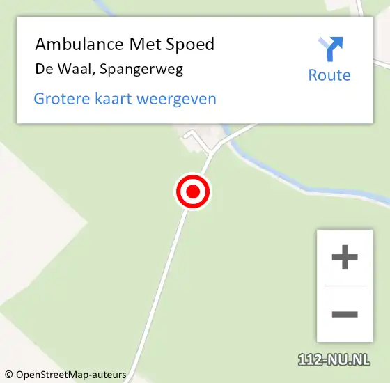 Locatie op kaart van de 112 melding: Ambulance Met Spoed Naar De Waal, Spangerweg op 13 juni 2019 13:42