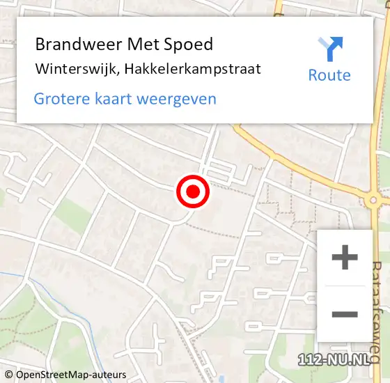 Locatie op kaart van de 112 melding: Brandweer Met Spoed Naar Winterswijk, Hakkelerkampstraat op 13 juni 2019 13:51