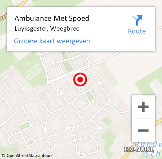 Locatie op kaart van de 112 melding: Ambulance Met Spoed Naar Luyksgestel, Weegbree op 13 juni 2019 15:29