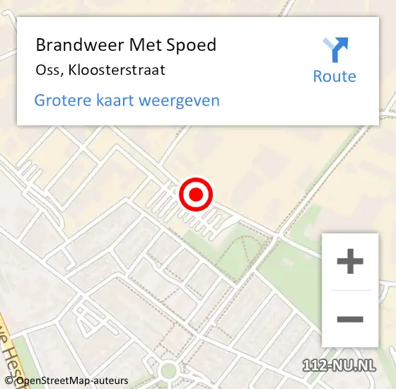 Locatie op kaart van de 112 melding: Brandweer Met Spoed Naar Oss, Kloosterstraat op 13 juni 2019 15:32