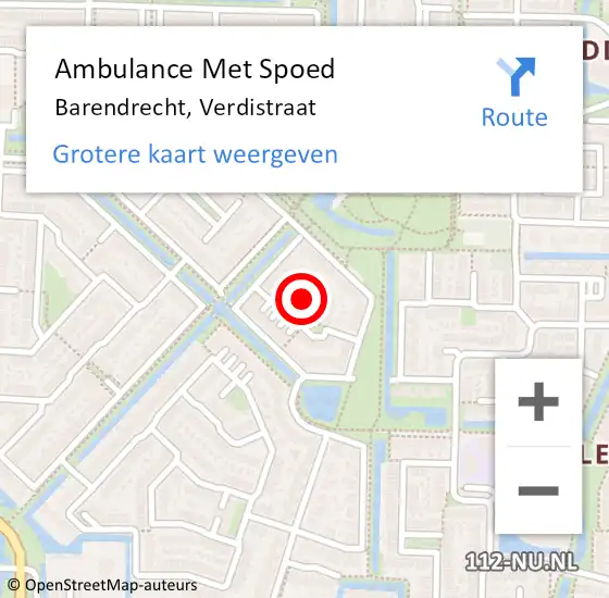 Locatie op kaart van de 112 melding: Ambulance Met Spoed Naar Barendrecht, Verdistraat op 13 juni 2019 15:41