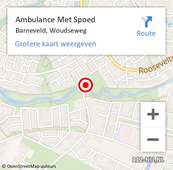 Locatie op kaart van de 112 melding: Ambulance Met Spoed Naar Barneveld, Woudseweg op 13 juni 2019 15:51