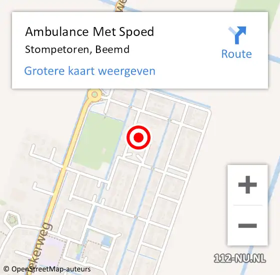 Locatie op kaart van de 112 melding: Ambulance Met Spoed Naar Stompetoren, Beemd op 13 juni 2019 15:53