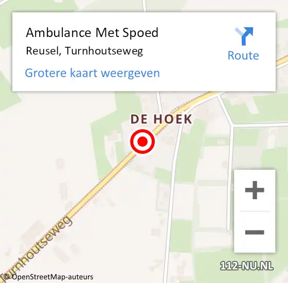 Locatie op kaart van de 112 melding: Ambulance Met Spoed Naar Reusel, Turnhoutseweg op 13 juni 2019 15:53