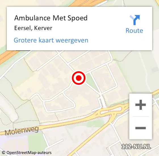 Locatie op kaart van de 112 melding: Ambulance Met Spoed Naar Eersel, Kerver op 13 juni 2019 15:54