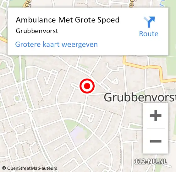 Locatie op kaart van de 112 melding: Ambulance Met Grote Spoed Naar Grubbenvorst op 13 juni 2019 16:43