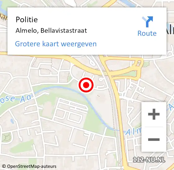 Locatie op kaart van de 112 melding: Politie Almelo, Bellavistastraat op 13 juni 2019 17:50