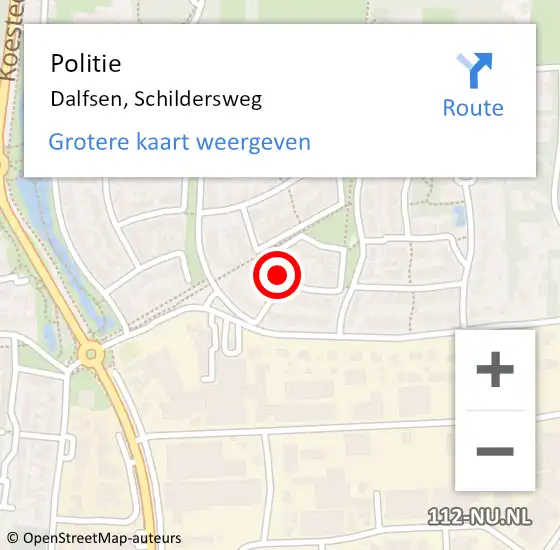 Locatie op kaart van de 112 melding: Politie Dalfsen, Schildersweg op 13 juni 2019 17:52