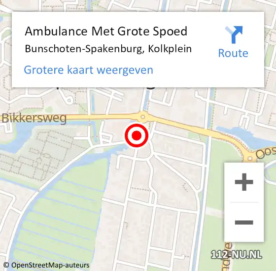 Locatie op kaart van de 112 melding: Ambulance Met Grote Spoed Naar Bunschoten-Spakenburg, Kolkplein op 13 juni 2019 18:00