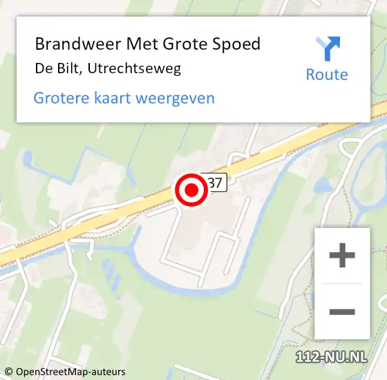 Locatie op kaart van de 112 melding: Brandweer Met Grote Spoed Naar De Bilt, Utrechtseweg op 13 juni 2019 18:03