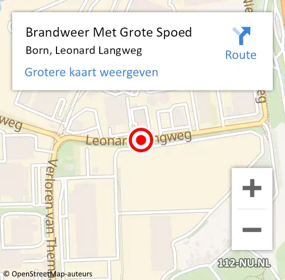 Locatie op kaart van de 112 melding: Brandweer Met Grote Spoed Naar Born, Leonard Langweg op 13 juni 2019 18:03