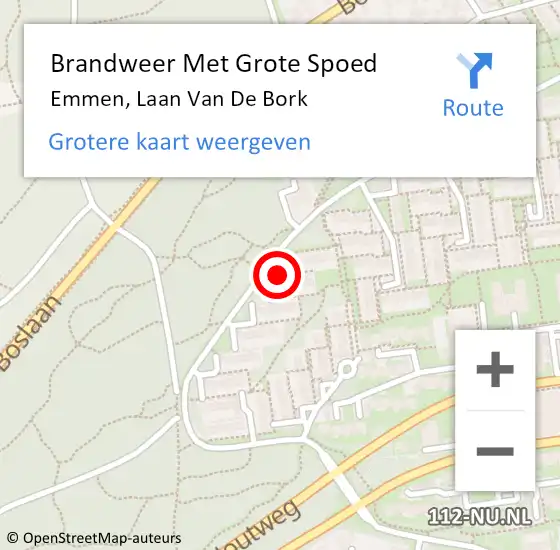 Locatie op kaart van de 112 melding: Brandweer Met Grote Spoed Naar Emmen, Laan Van De Bork op 13 juni 2019 18:04