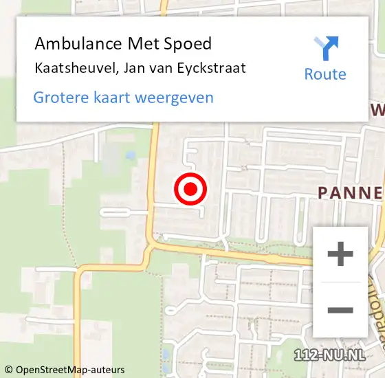 Locatie op kaart van de 112 melding: Ambulance Met Spoed Naar Kaatsheuvel, Jan van Eyckstraat op 13 juni 2019 18:48