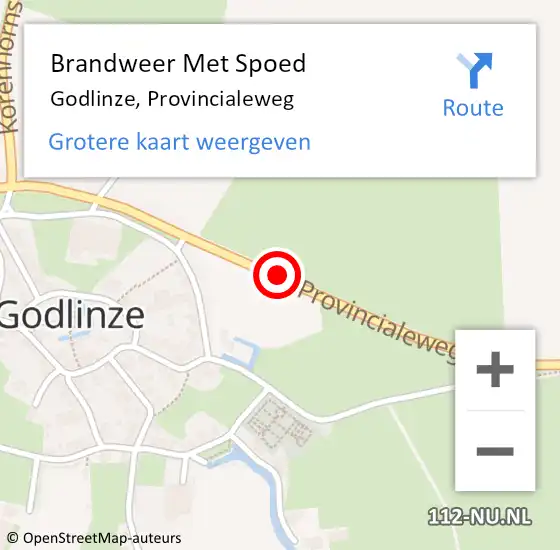 Locatie op kaart van de 112 melding: Brandweer Met Spoed Naar Godlinze, Provincialeweg op 13 juni 2019 18:48