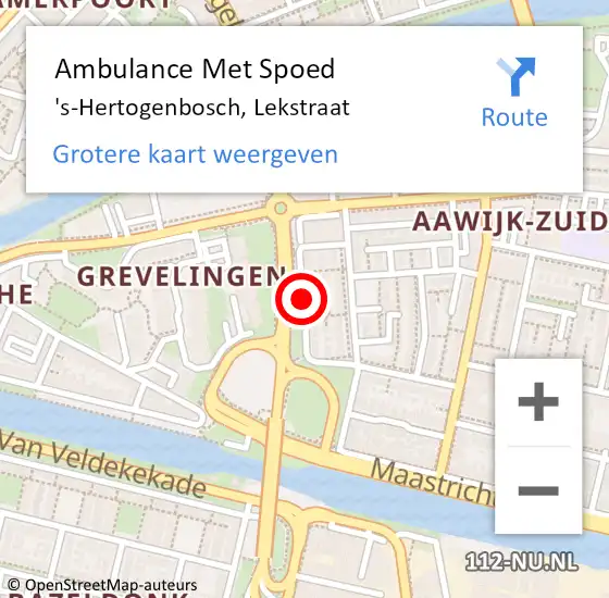 Locatie op kaart van de 112 melding: Ambulance Met Spoed Naar 's-Hertogenbosch, Lekstraat op 13 juni 2019 19:14