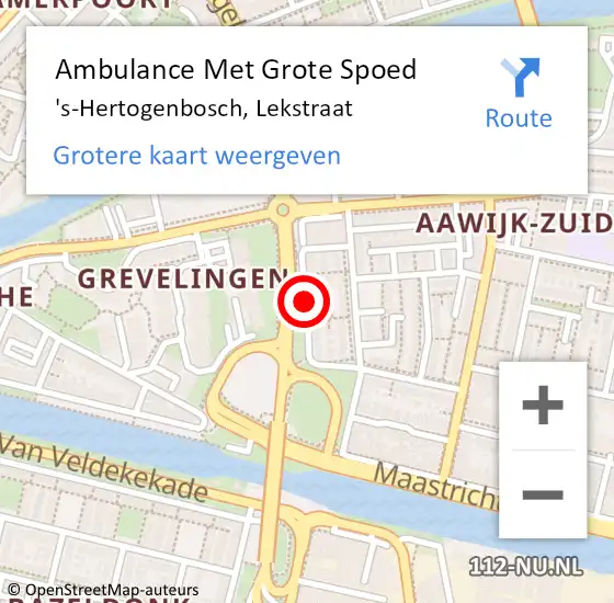 Locatie op kaart van de 112 melding: Ambulance Met Grote Spoed Naar 's-Hertogenbosch, Lekstraat op 13 juni 2019 19:16