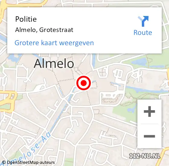Locatie op kaart van de 112 melding: Politie Almelo, Grotestraat op 13 juni 2019 19:48