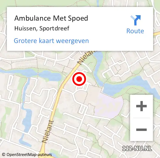 Locatie op kaart van de 112 melding: Ambulance Met Spoed Naar Huissen, Sportdreef op 13 juni 2019 19:59