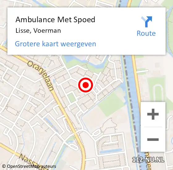 Locatie op kaart van de 112 melding: Ambulance Met Spoed Naar Lisse, Voerman op 13 juni 2019 20:11