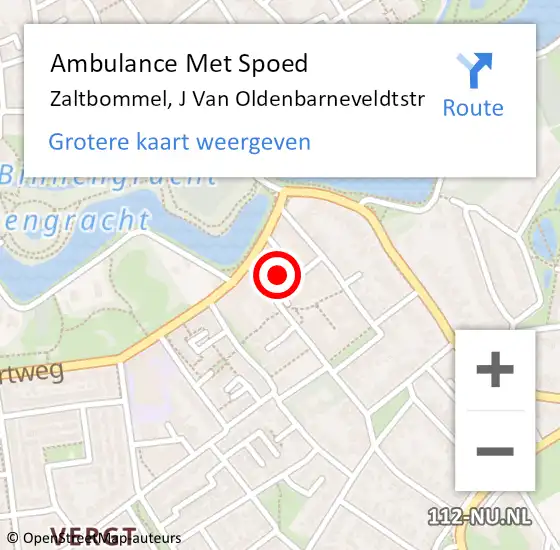 Locatie op kaart van de 112 melding: Ambulance Met Spoed Naar Zaltbommel, J Van Oldenbarneveldtstr op 13 juni 2019 20:46